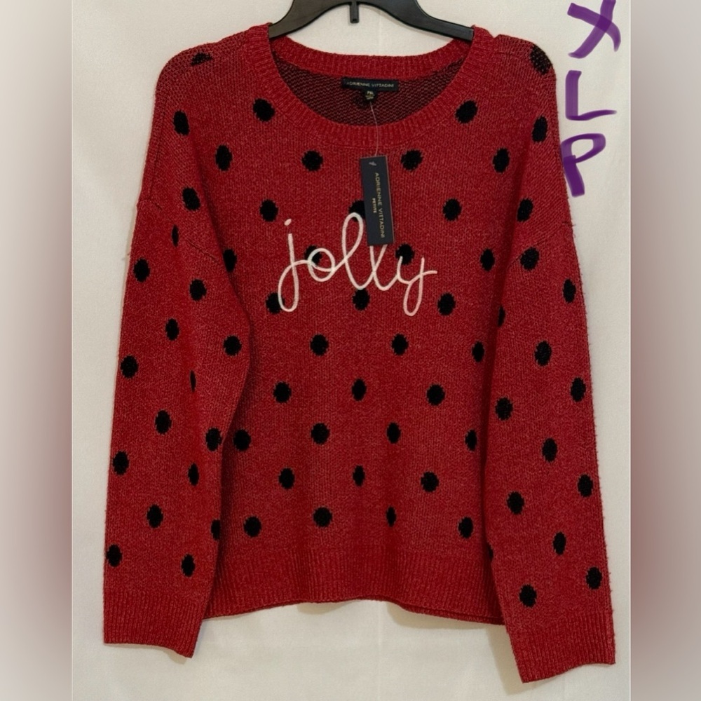Adrienne Vittadini Red Polka Dot Sweater